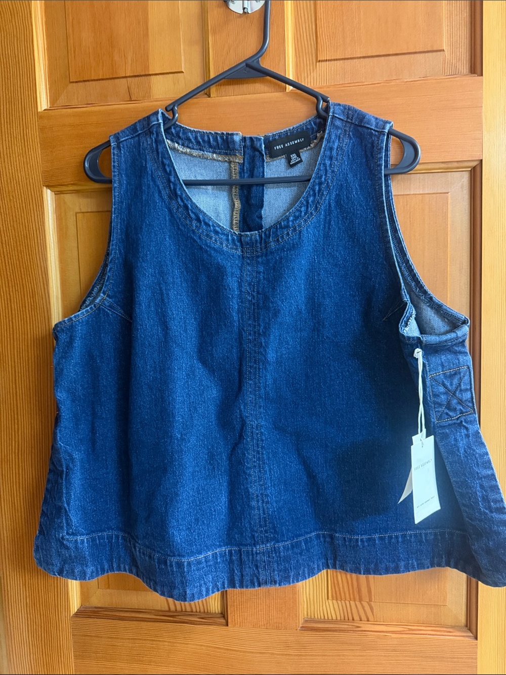 Sleeveless Denim Tank Top in Dark Blue by Free Assembly